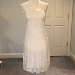 White laced mini dress